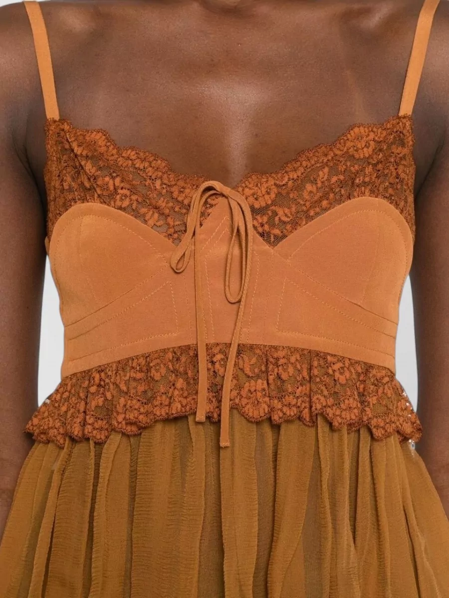 Chloé Silk Lace-Trim Sleeveless Top