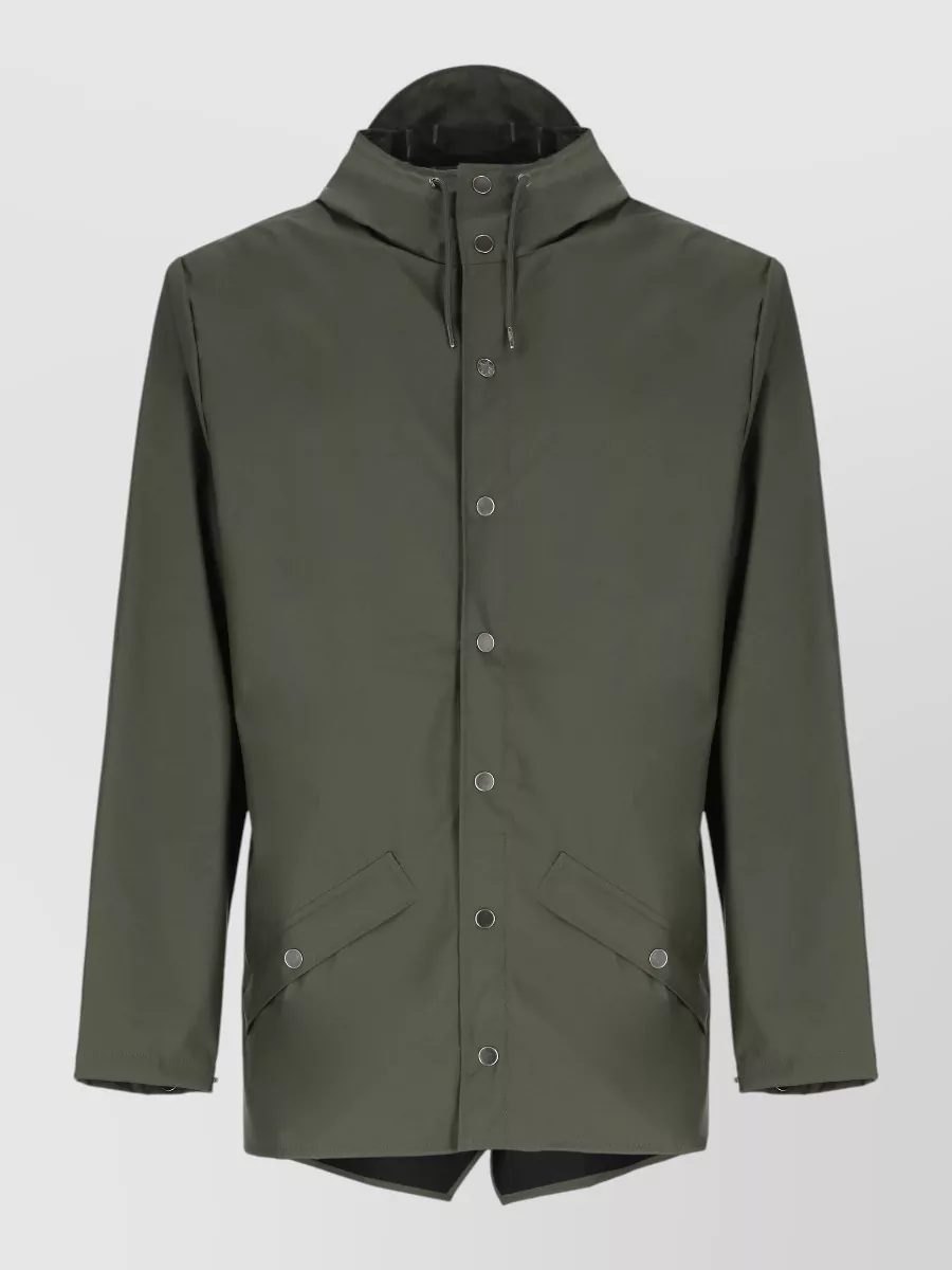 Rains Short Hooded Jacket Button Cuffs Rear Vent