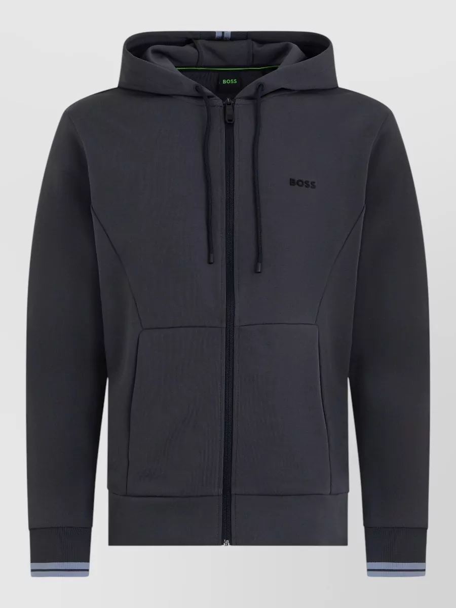 Boss Cotton hooded zip sweatshirt