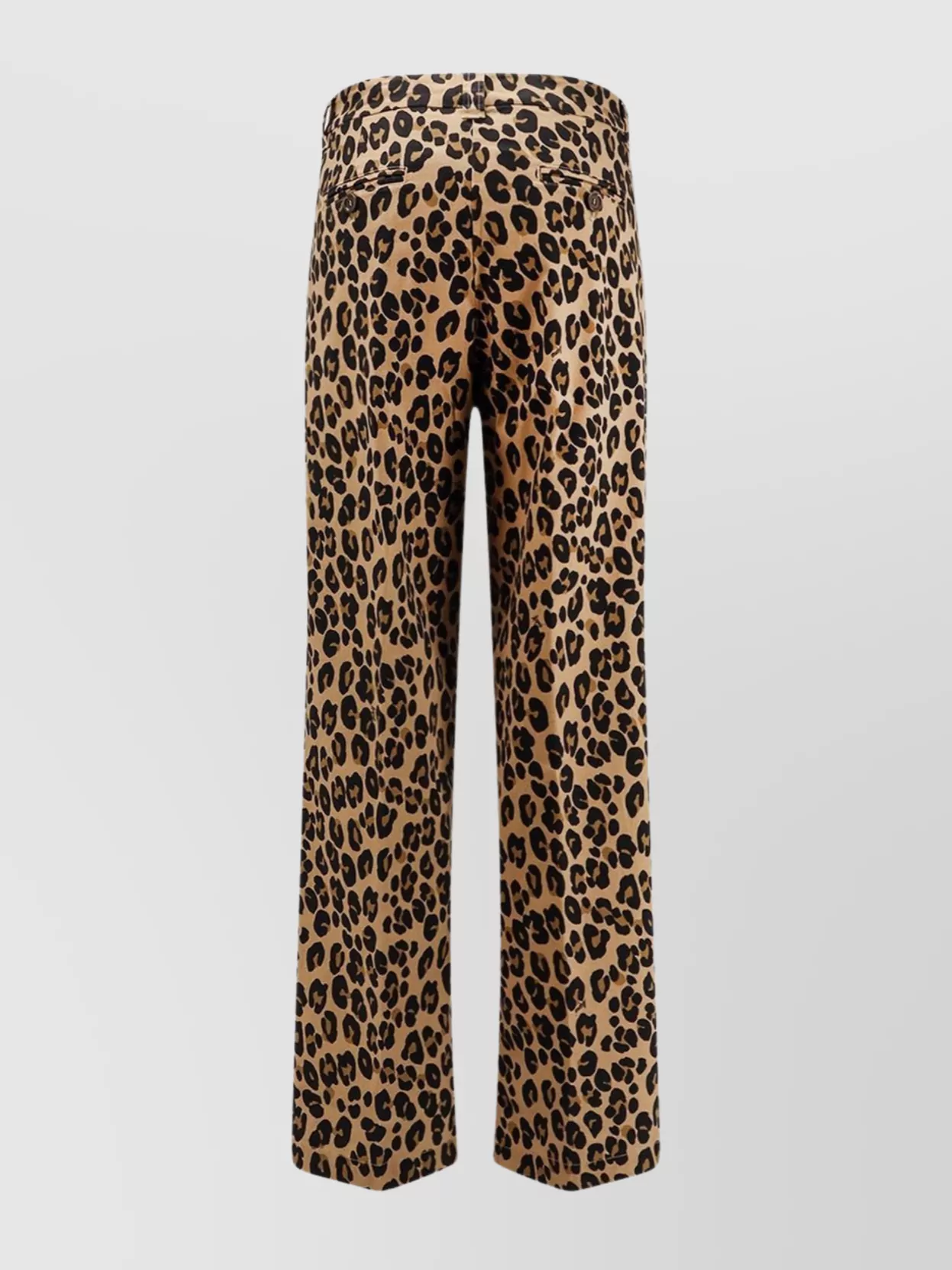 Aspesi Animal Print Cotton Trousers With Button Detail In Brown