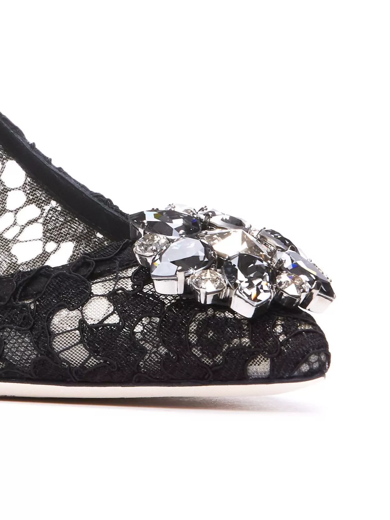 Dolce & Gabbana Embellished Lace Overlay Kitten Heel Pumps