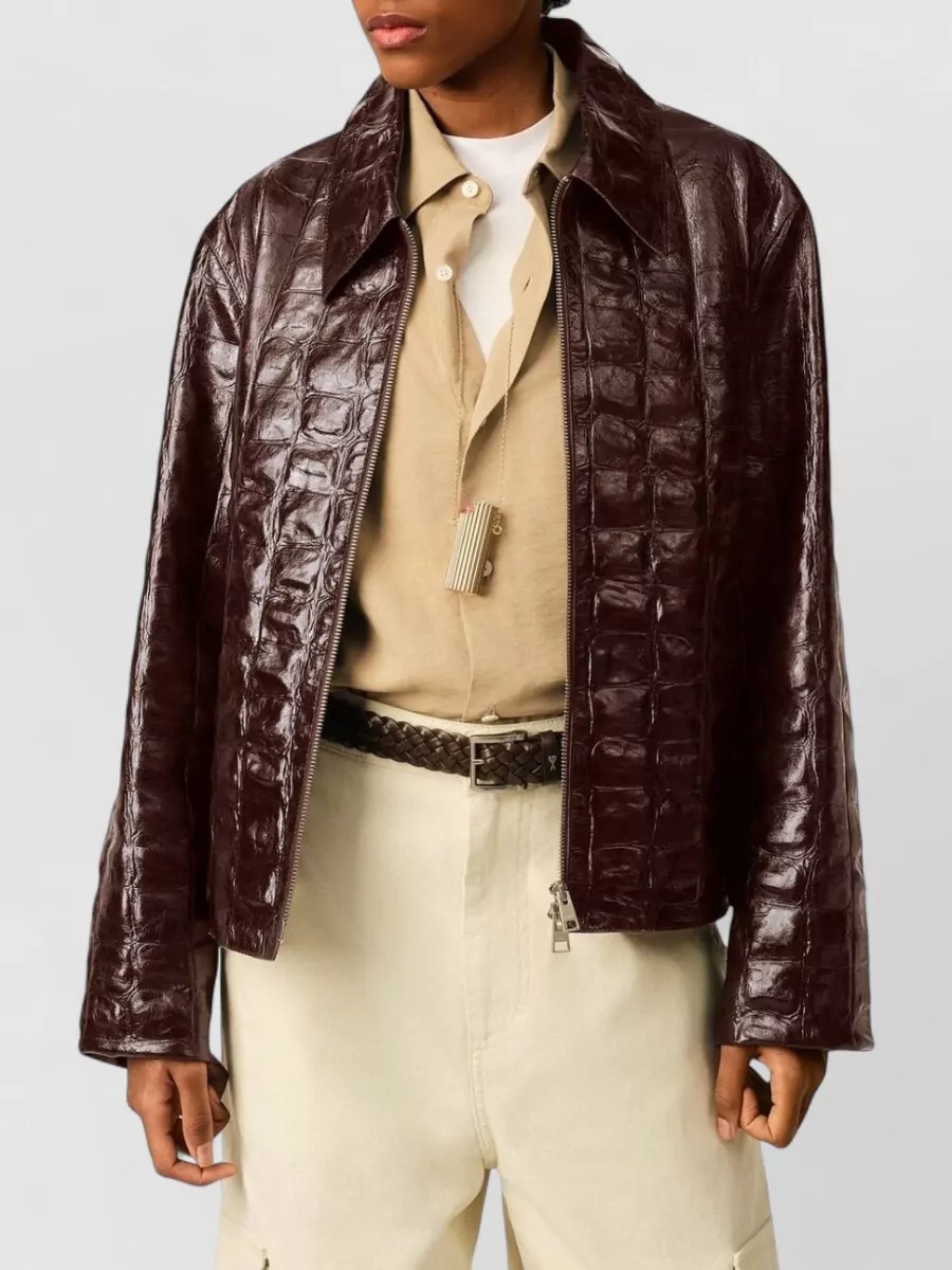 Ami Paris Leather Single Breasted Coat