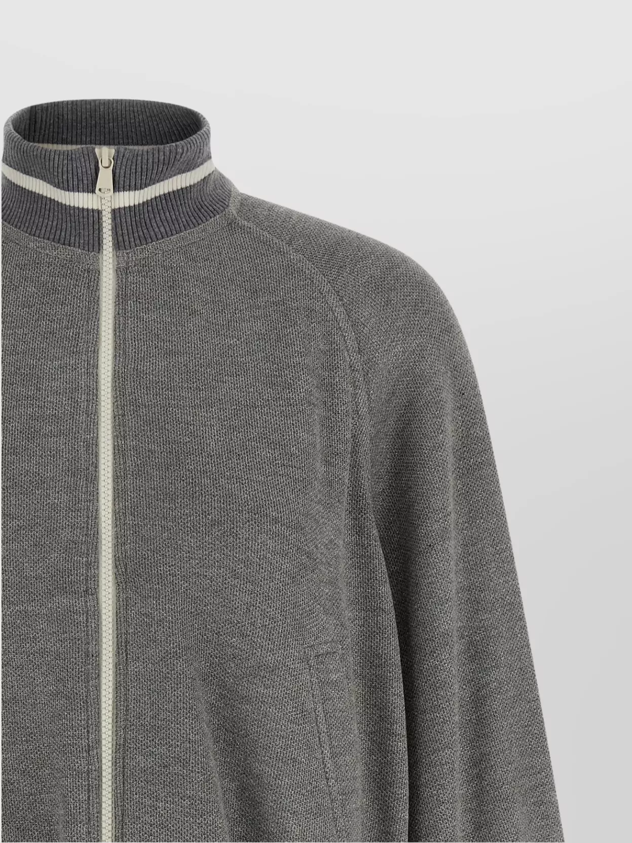 Brunello Cucinelli Shimmering Long Sleeves Ribbed Sweatshirt In Gray
