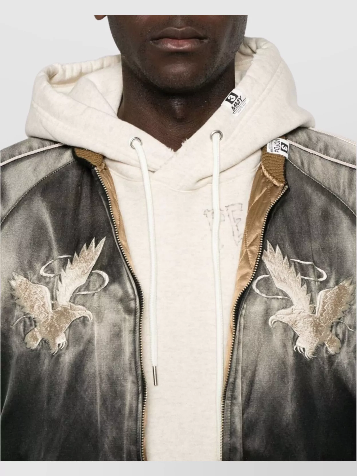 Maison Mihara Yasuhiro Embroidered Contrast Sleeve Bomber Jacket