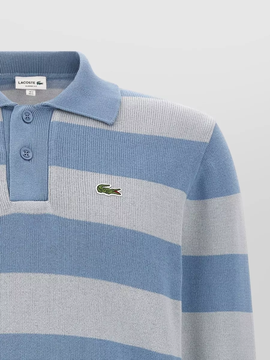 Lacoste Striped Cotton Long-Sleeve Polo Shirt