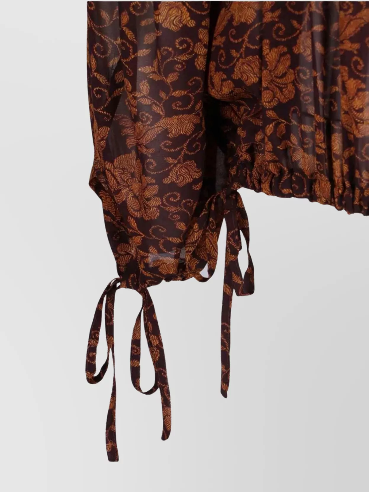 Dries Van Noten Sheer Floral Tie Long Sleeve Top
