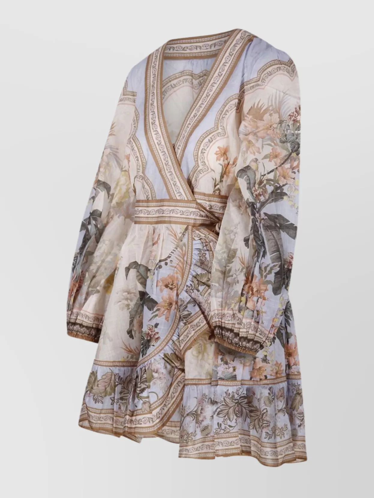 Shop Zimmermann Floral Print Wrap Frill Dress