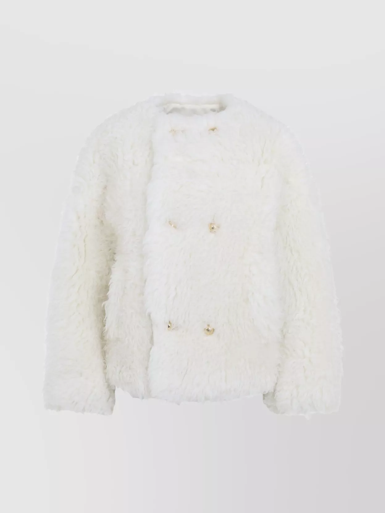 Celine Luxurious Double-breasted Faux Fur Coat In White