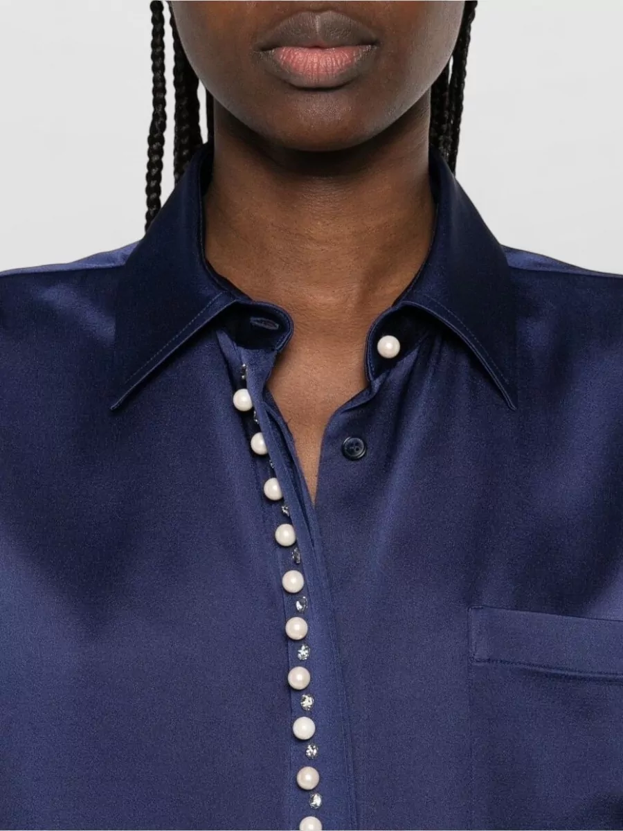 Stella Mccartney Shirt Featuring Pearls Chest Pocket Collared Neck