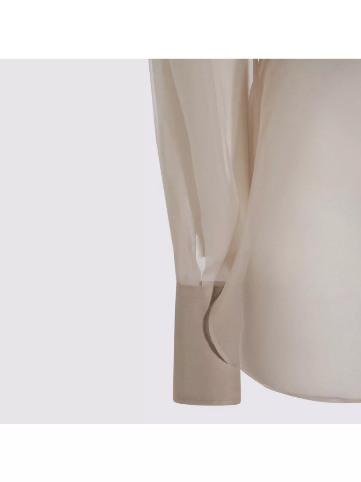 Brunello Cucinelli Longline Sheer Top Pointed Collar In Gray