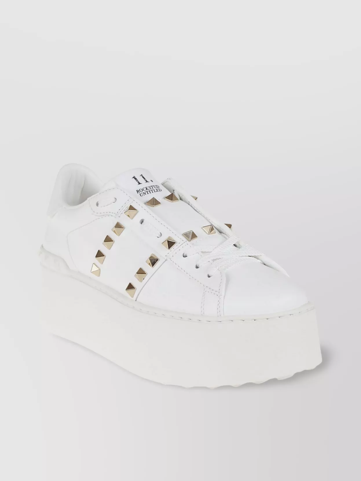 Shop Valentino Studded Calfskin Platform Sneakers