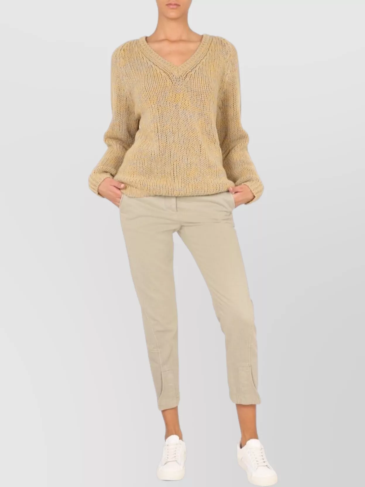 ASPESI CROPPED TROUSERS WITH POCKETS AND BELT LOOPS