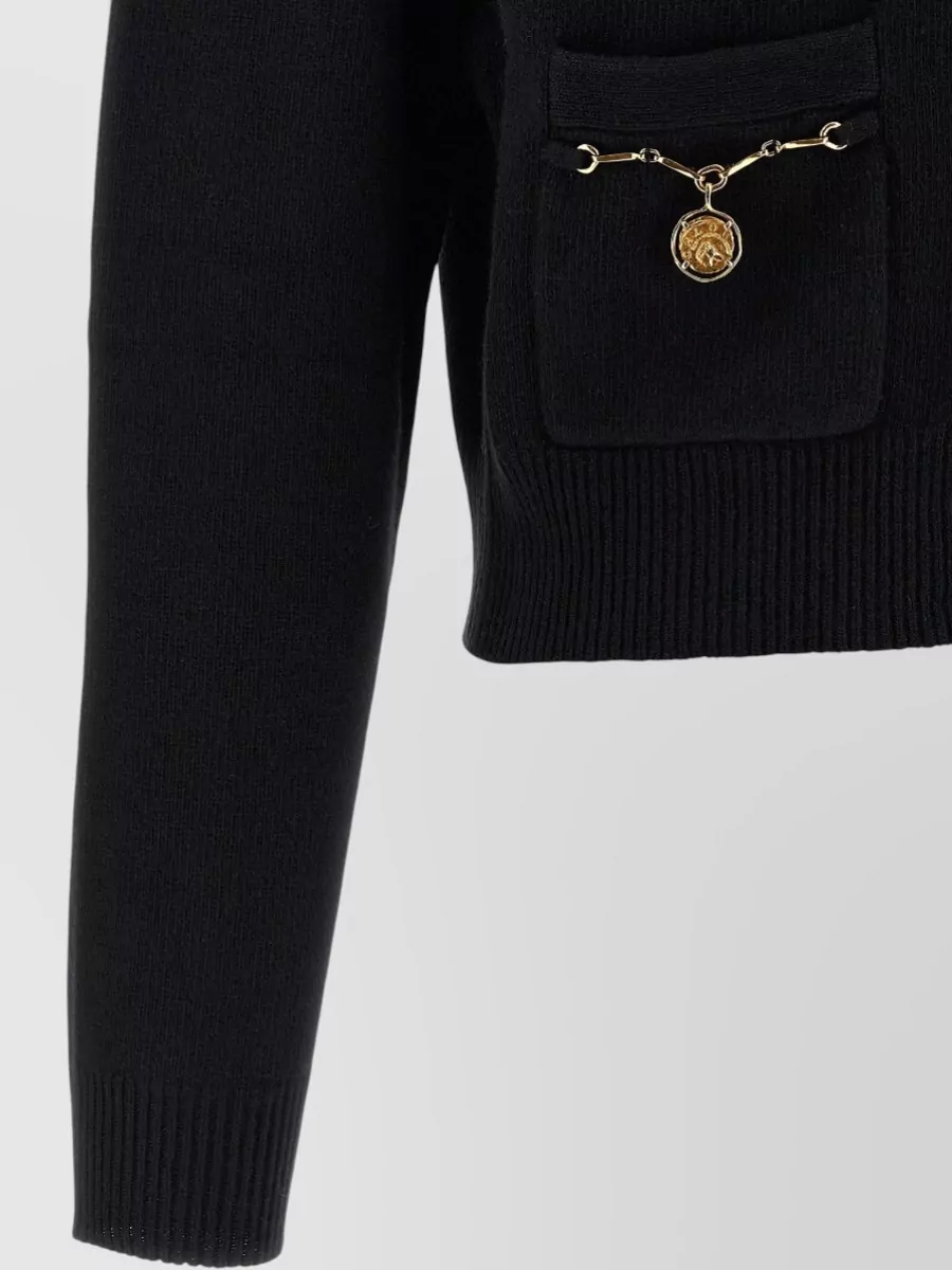 Chloé Cashmere Wool Cropped Crew Neck Cardigan