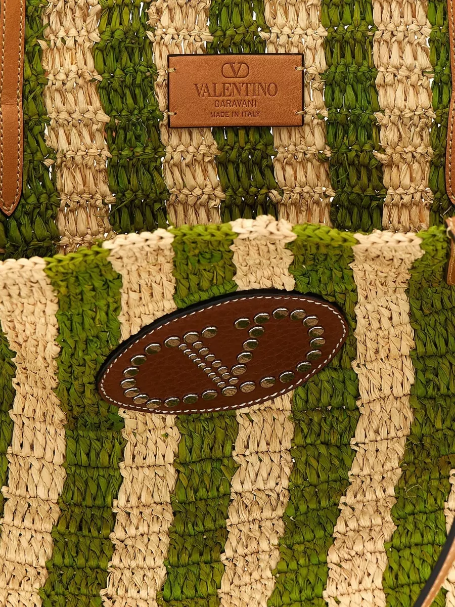 Valentino Garavani Na Raffia Striped Beach Bag