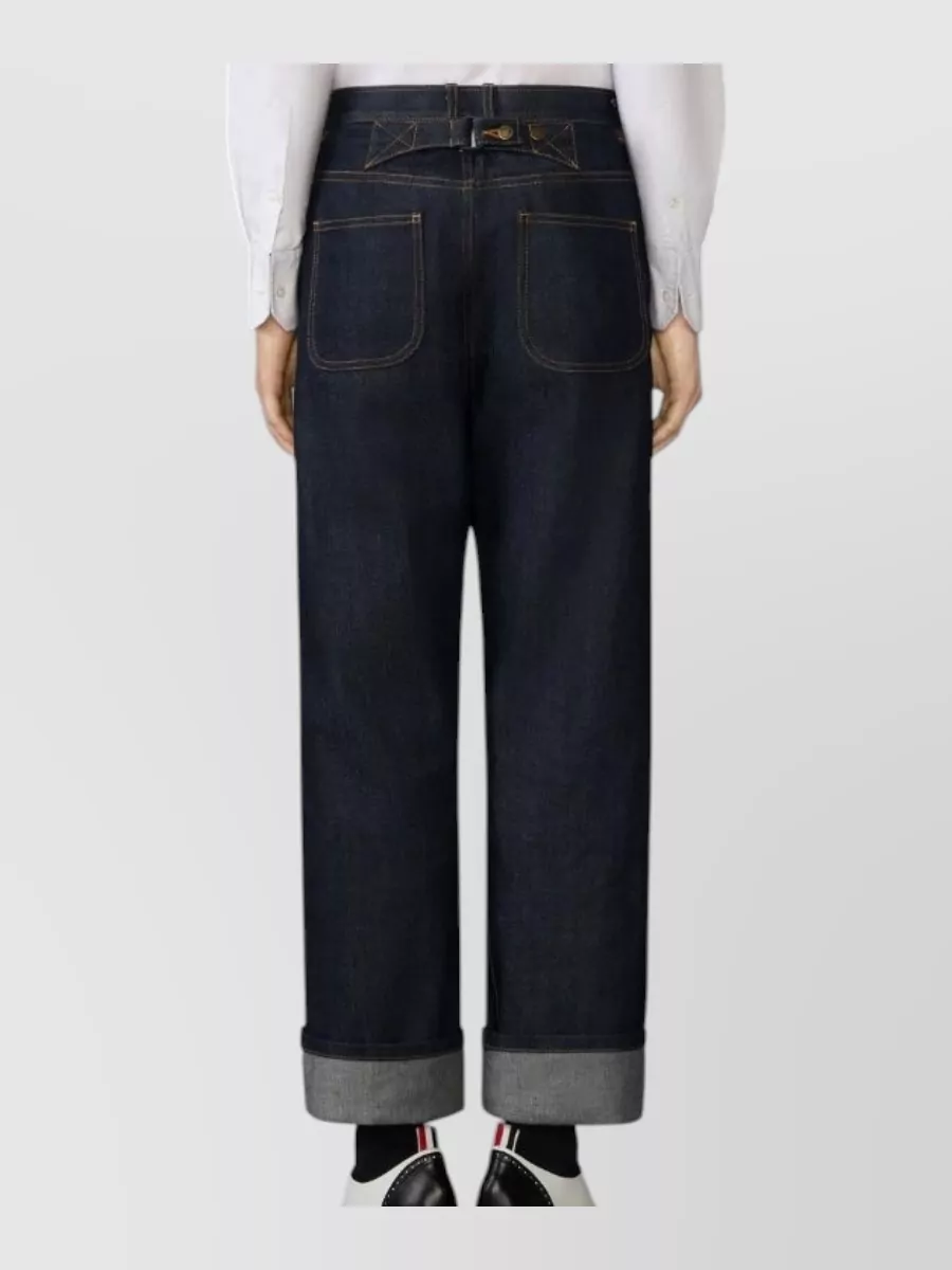 Thom Browne Denim High-Rise Straight-Leg Jeans