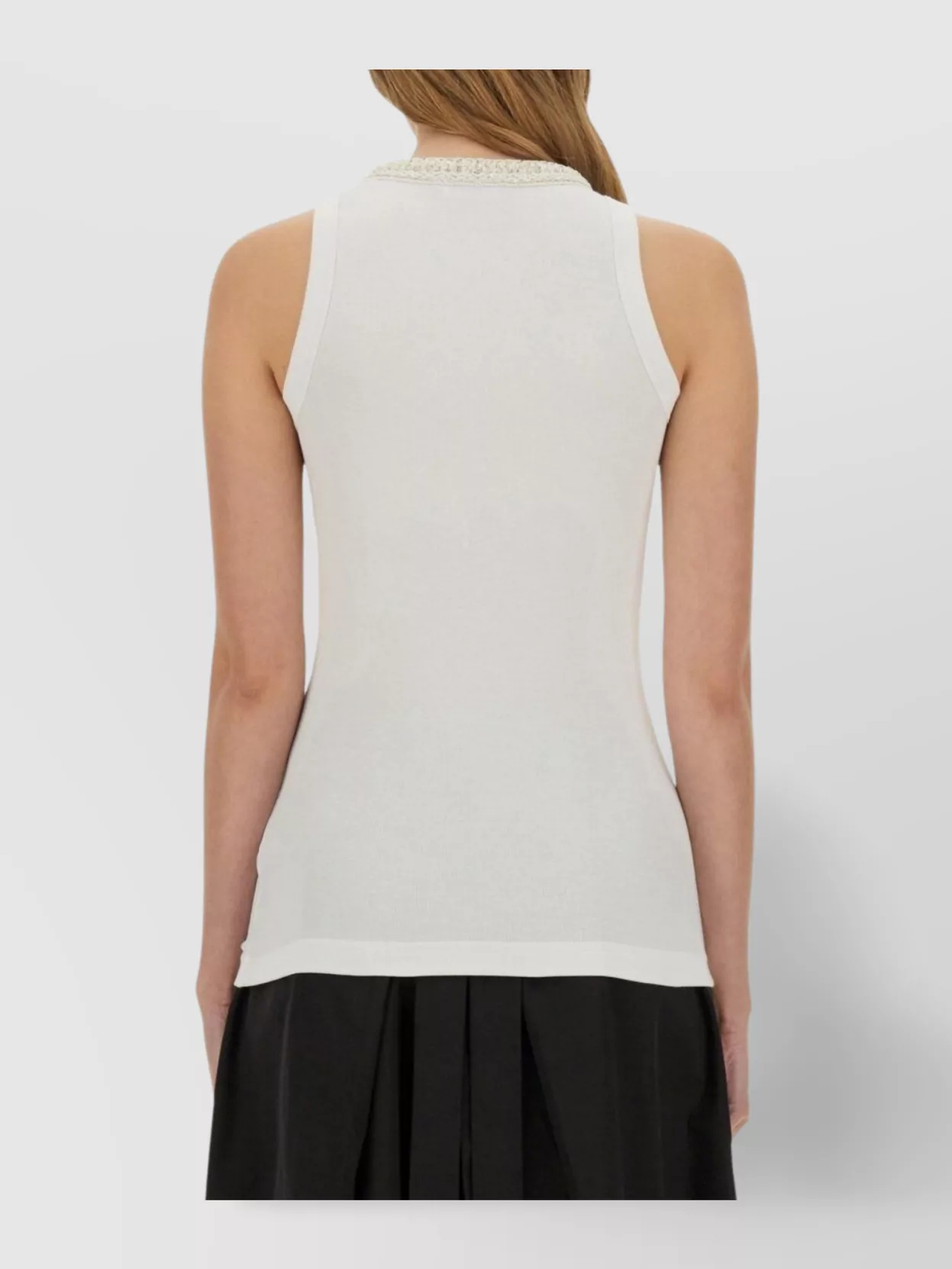 Shop Fabiana Filippi Embellished Neckline Sleeveless Fitted Tank Top