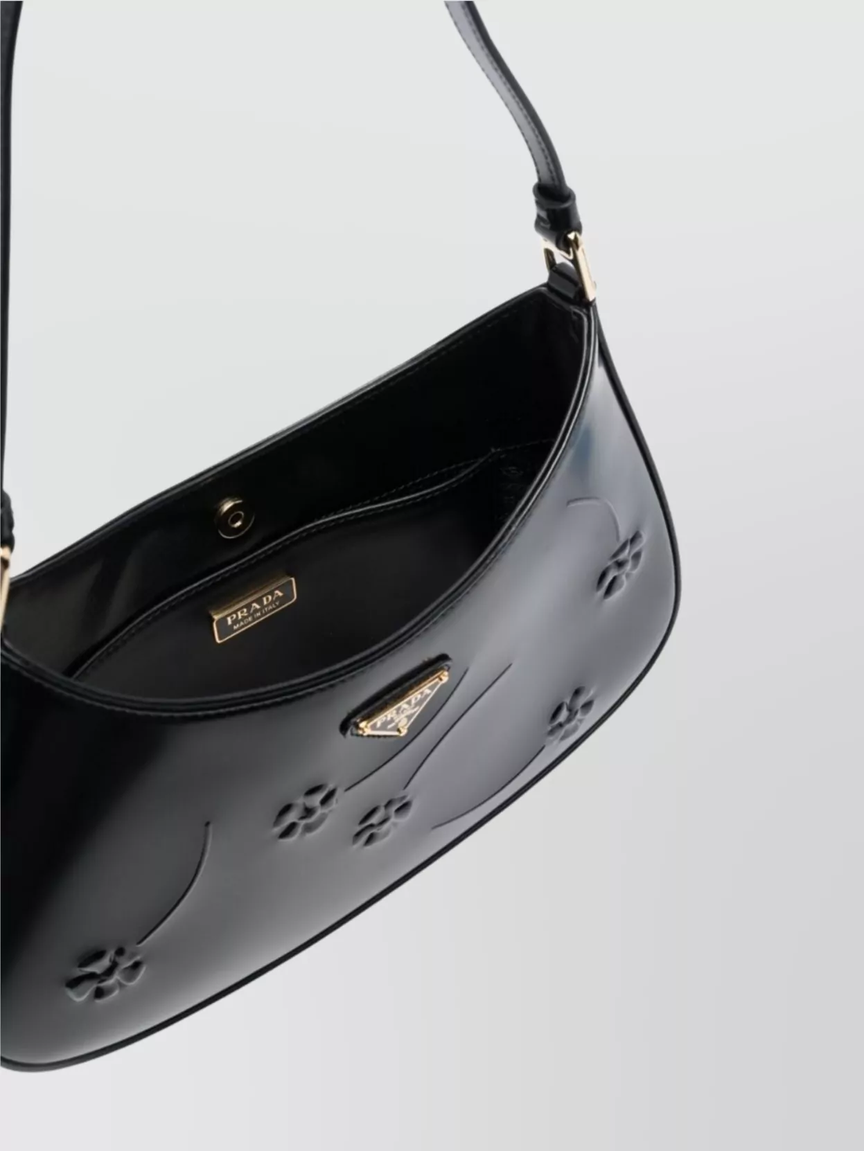 Prada Curved Lines Leather Hobo Bag