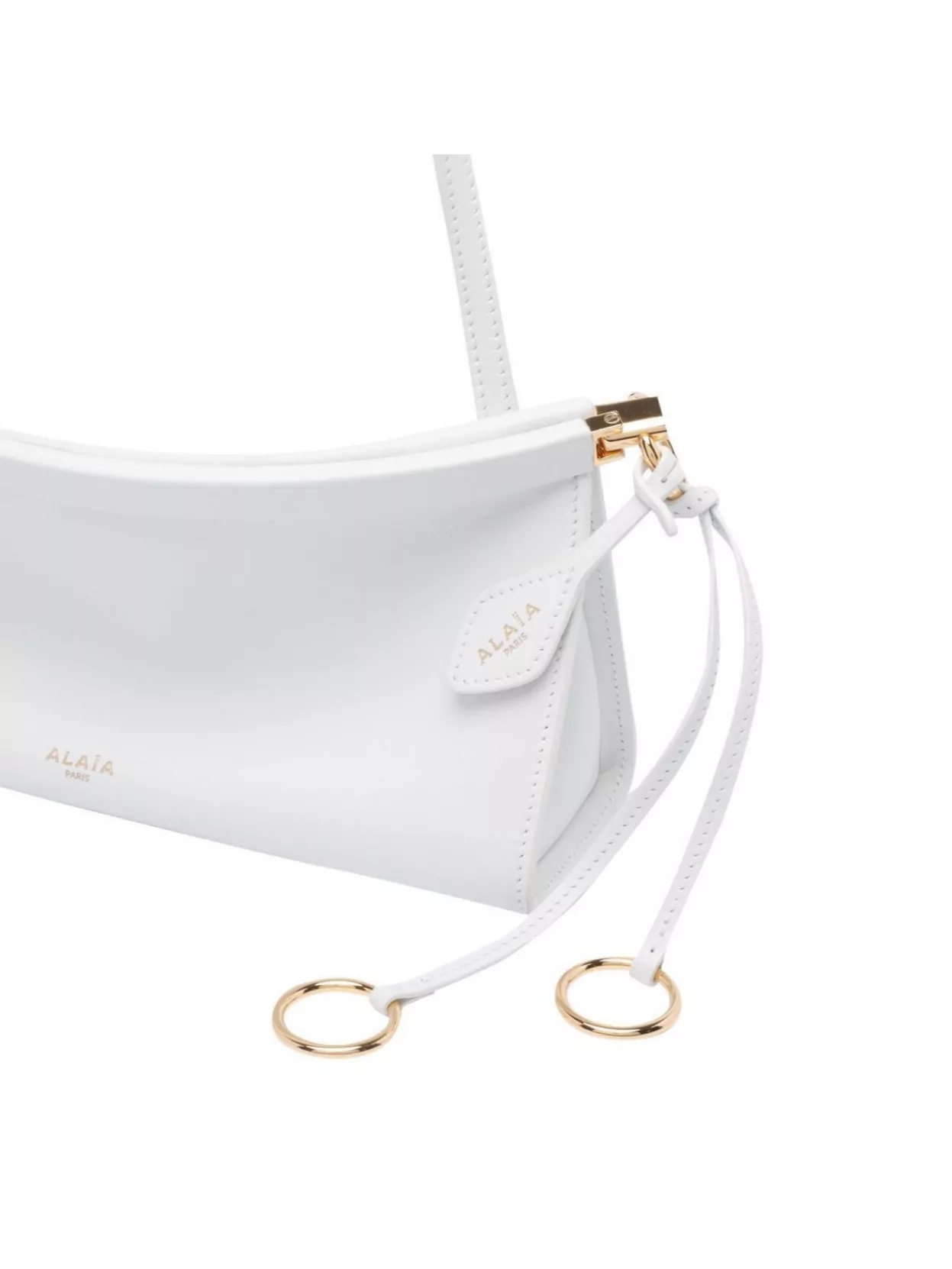 Shop Alaïa Click East West Leather Shoulder Bag In White