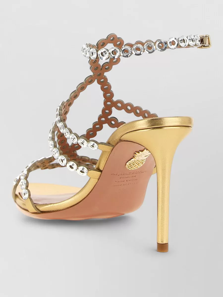 Aquazzura Leather Crystal-Embellished Sandals