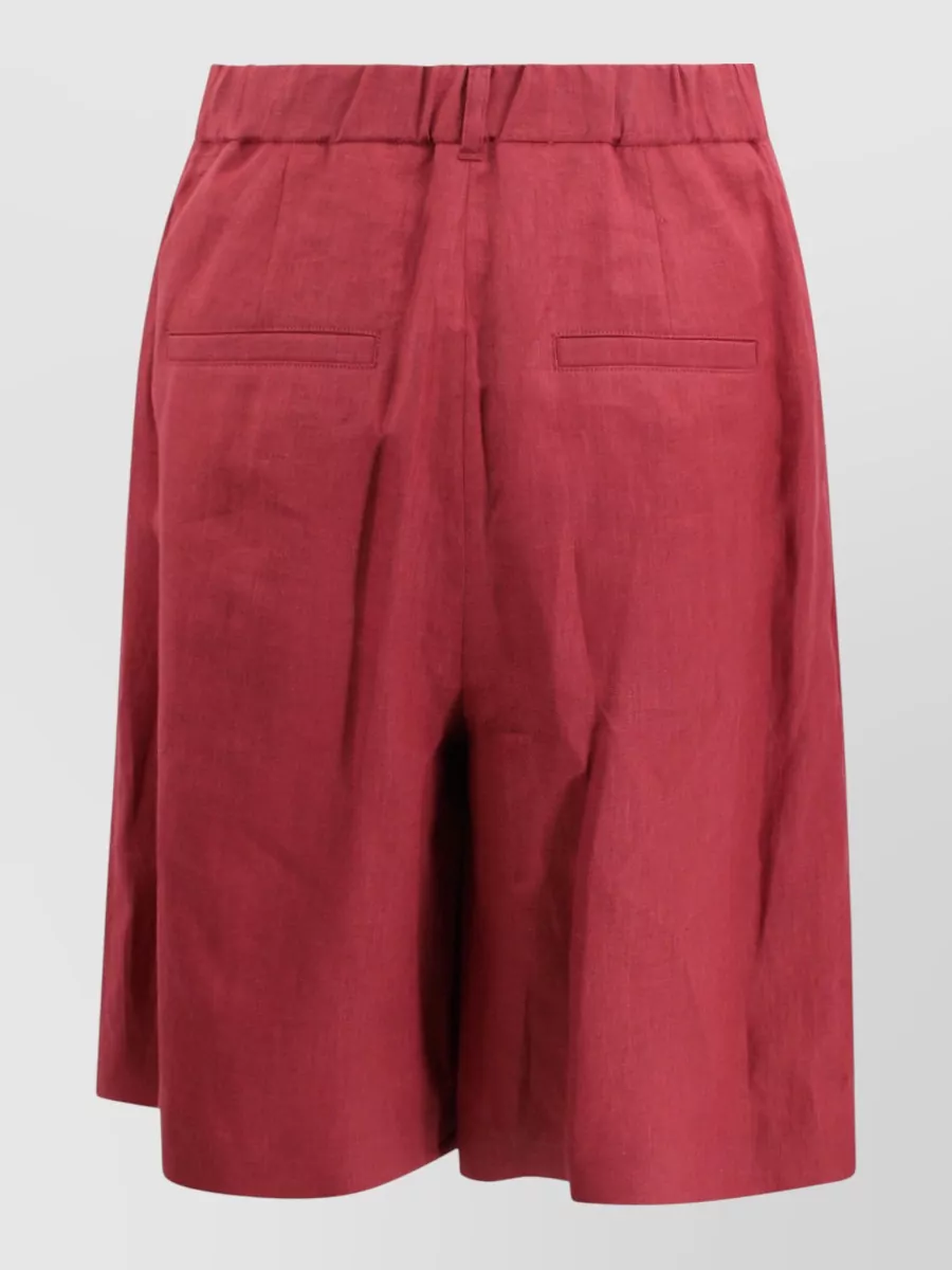 S Max Mara Linen High-Rise Wide-Leg Bermuda Shorts