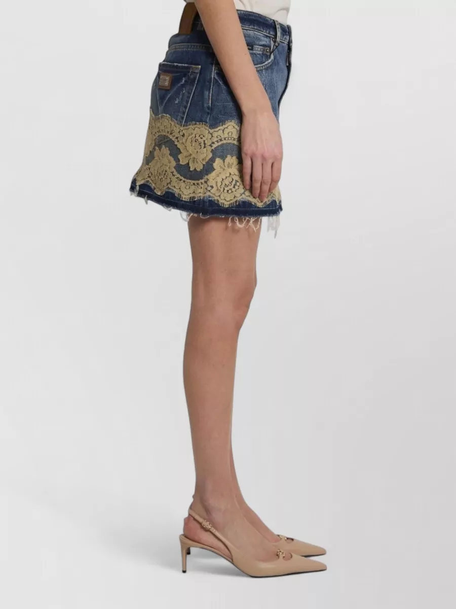 Dolce&Gabbana Denim Lace-Insert Mini Skirt