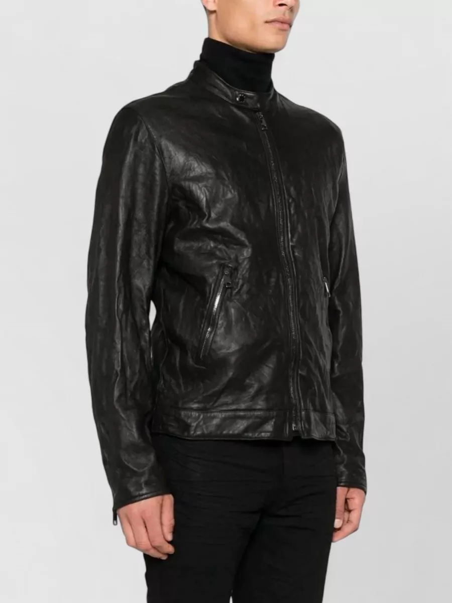 Dolce&Gabbana Stand Collar Lambskin Zip Up Jacket