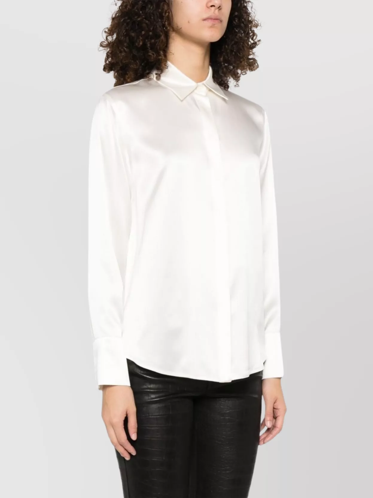 Max Mara Buttoned-Cuff Long Sleeves Top With Pointed Collar