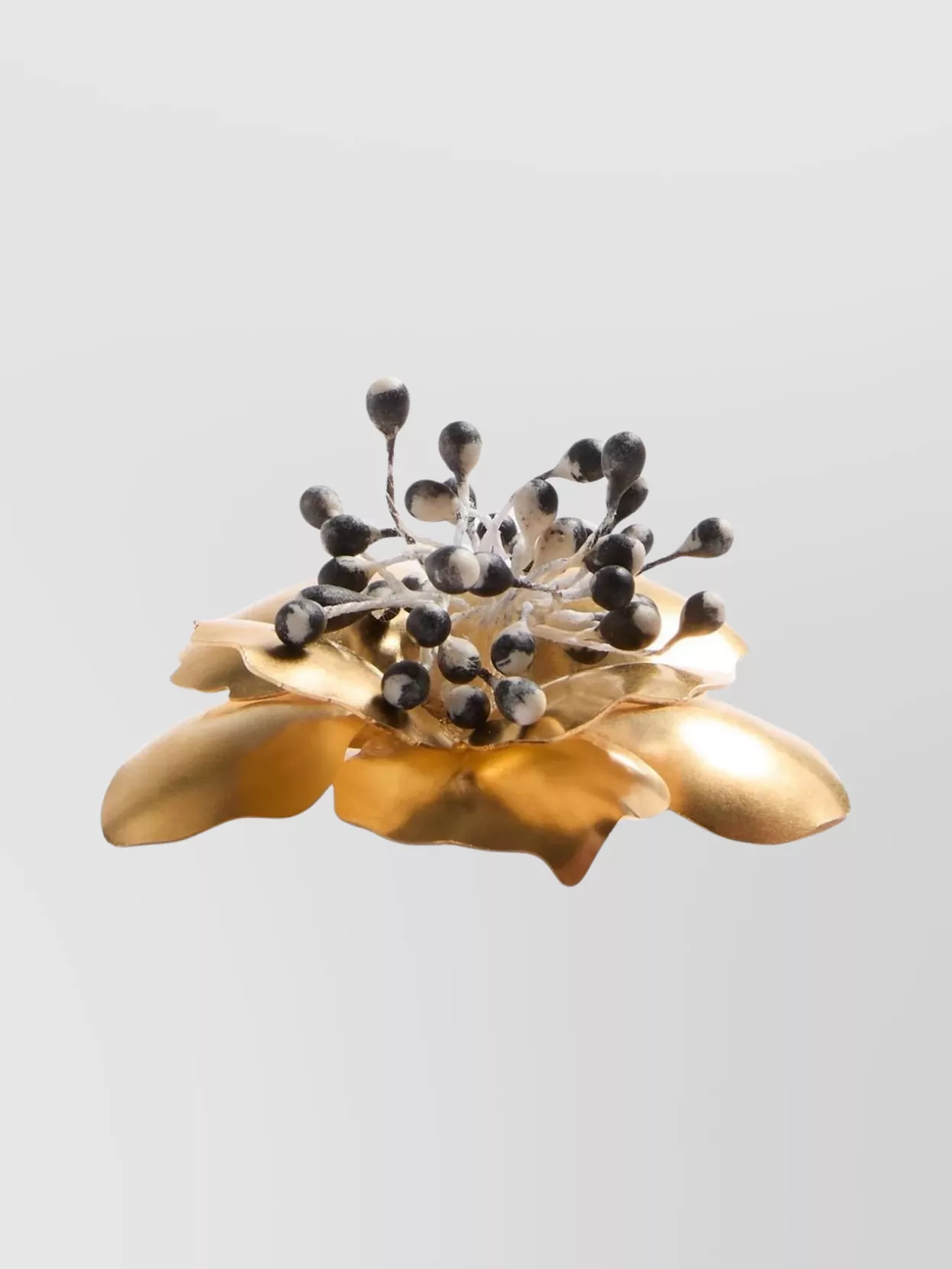 Valentino Small Floral Brooch Metallic Finish In Gold