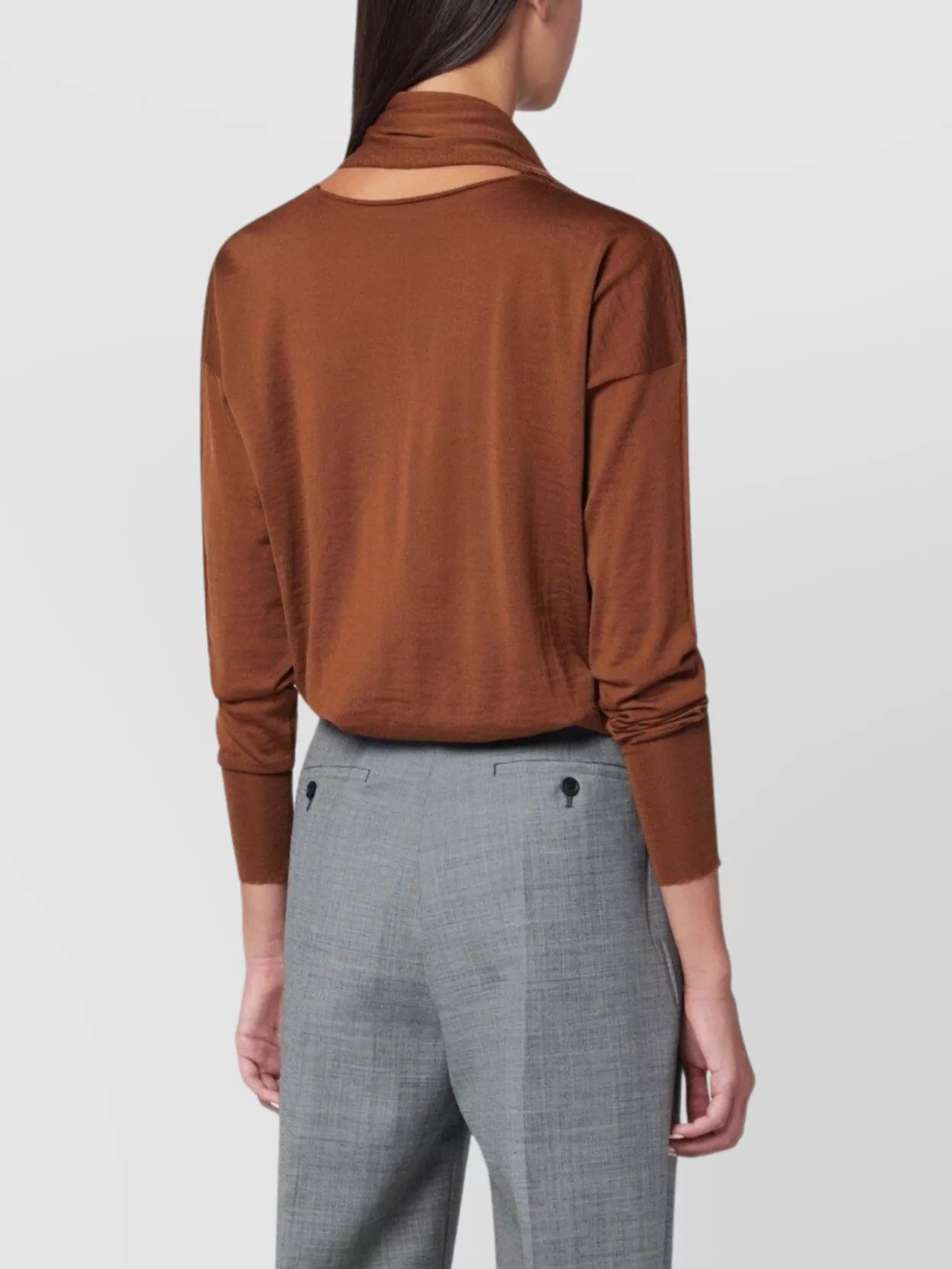 Roberto Collina Sweater Featuring Scarf And Cut-out Design In Brown