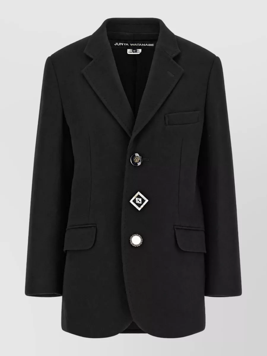 Junya Watanabe cashmere wool single-breasted jewel-button coat