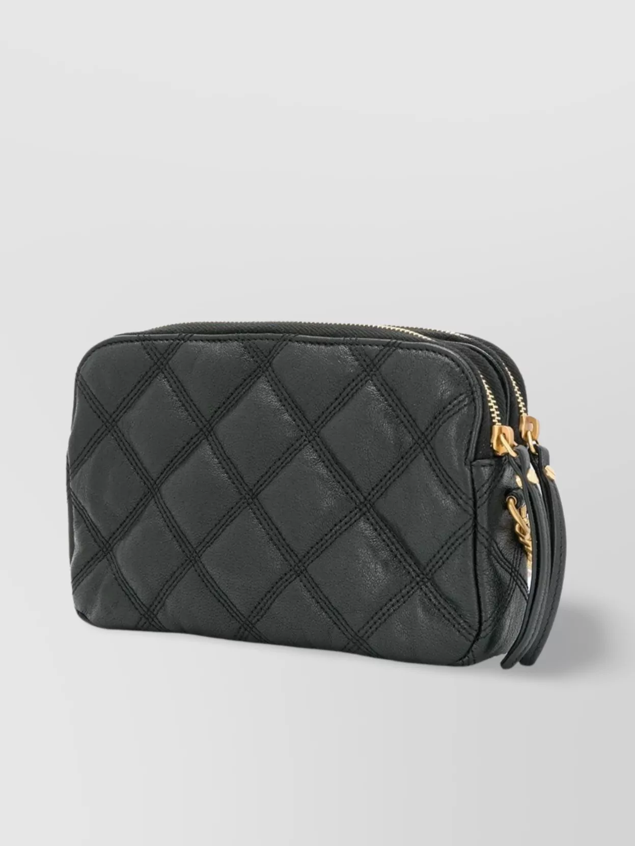 Saint Laurent Quilted Double-Zip Pouch With Chain Strap