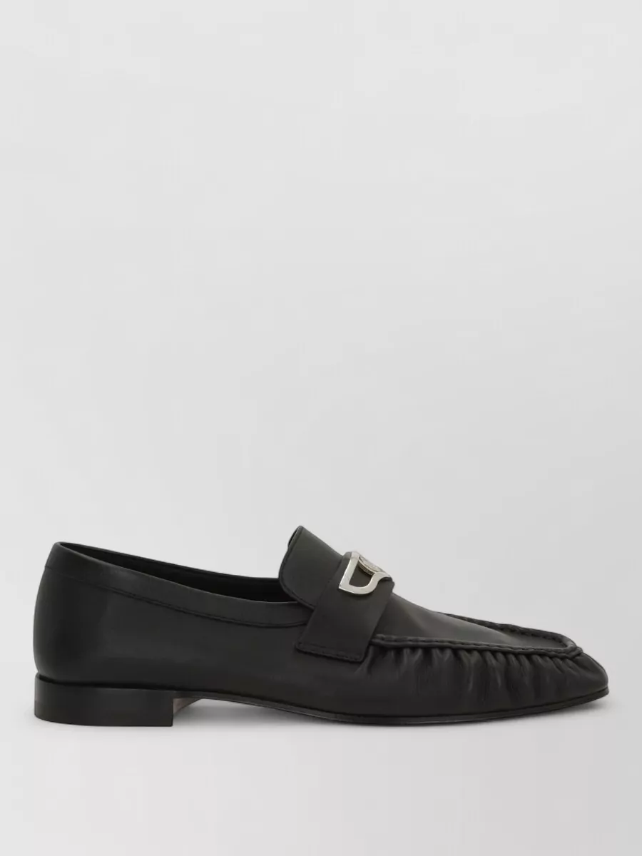 Christian Louboutin Leather Loafers Round Toe Buckle Detail