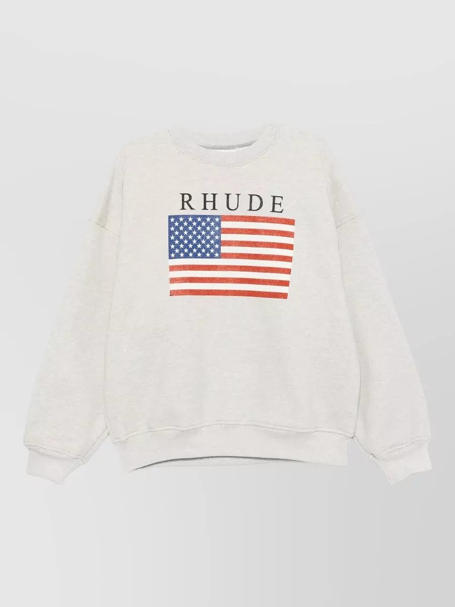 Rhude ribbed cotton printed sweatshirt
