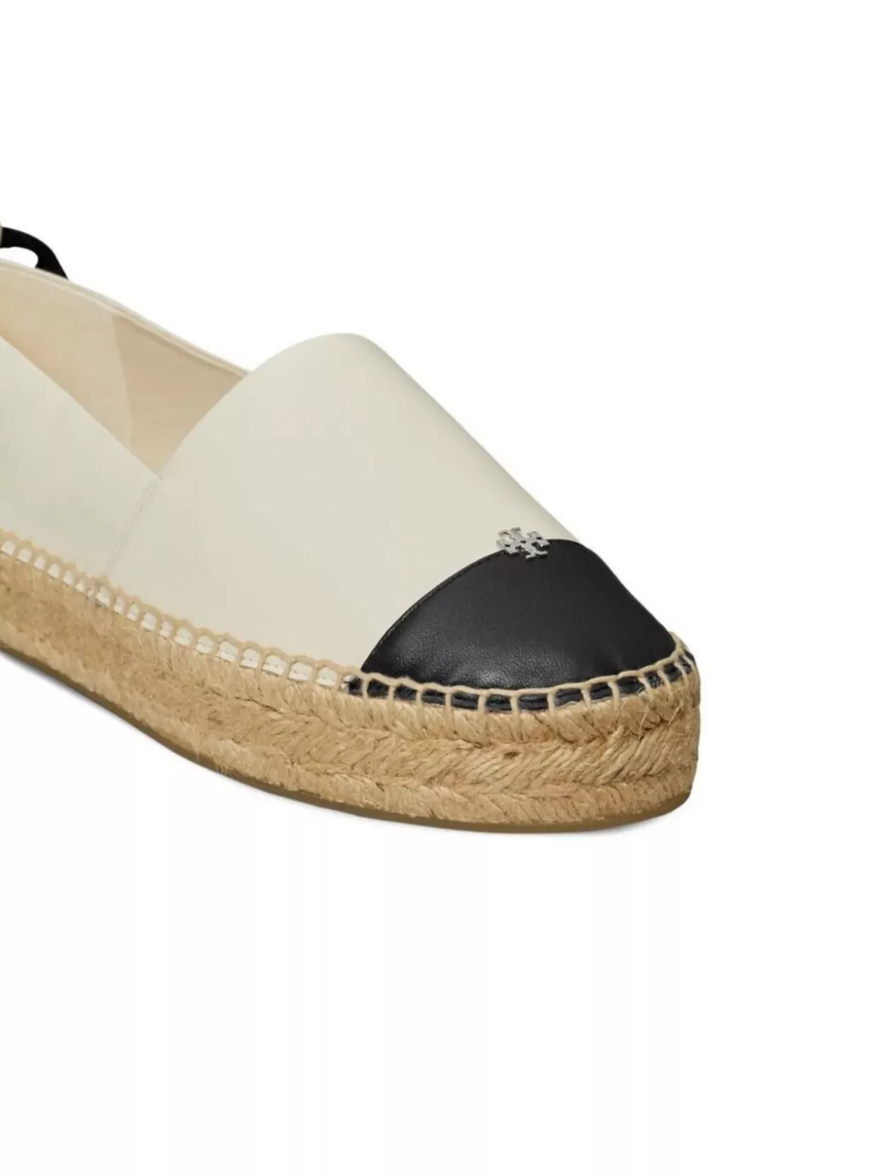 Tory Burch White Espadrilles With Metallic Logo On The Front And Ankle Strap