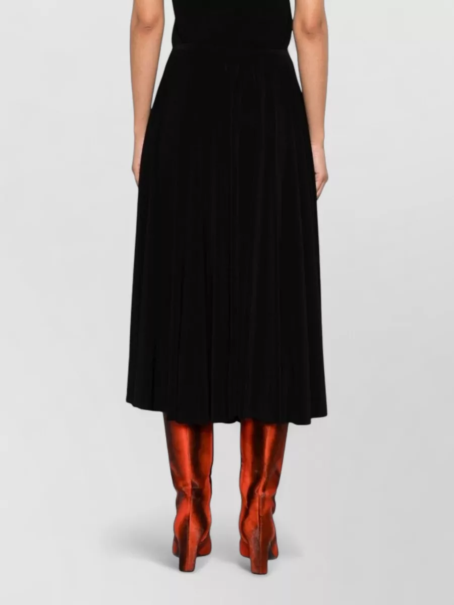 Norma Kamali High-Rise Pleated A-Line Midi Skirt