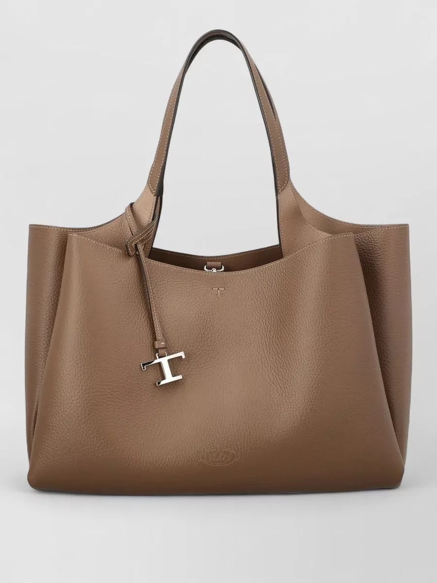 Tod's Shoulder Bag Pebbled Texture Double Handles