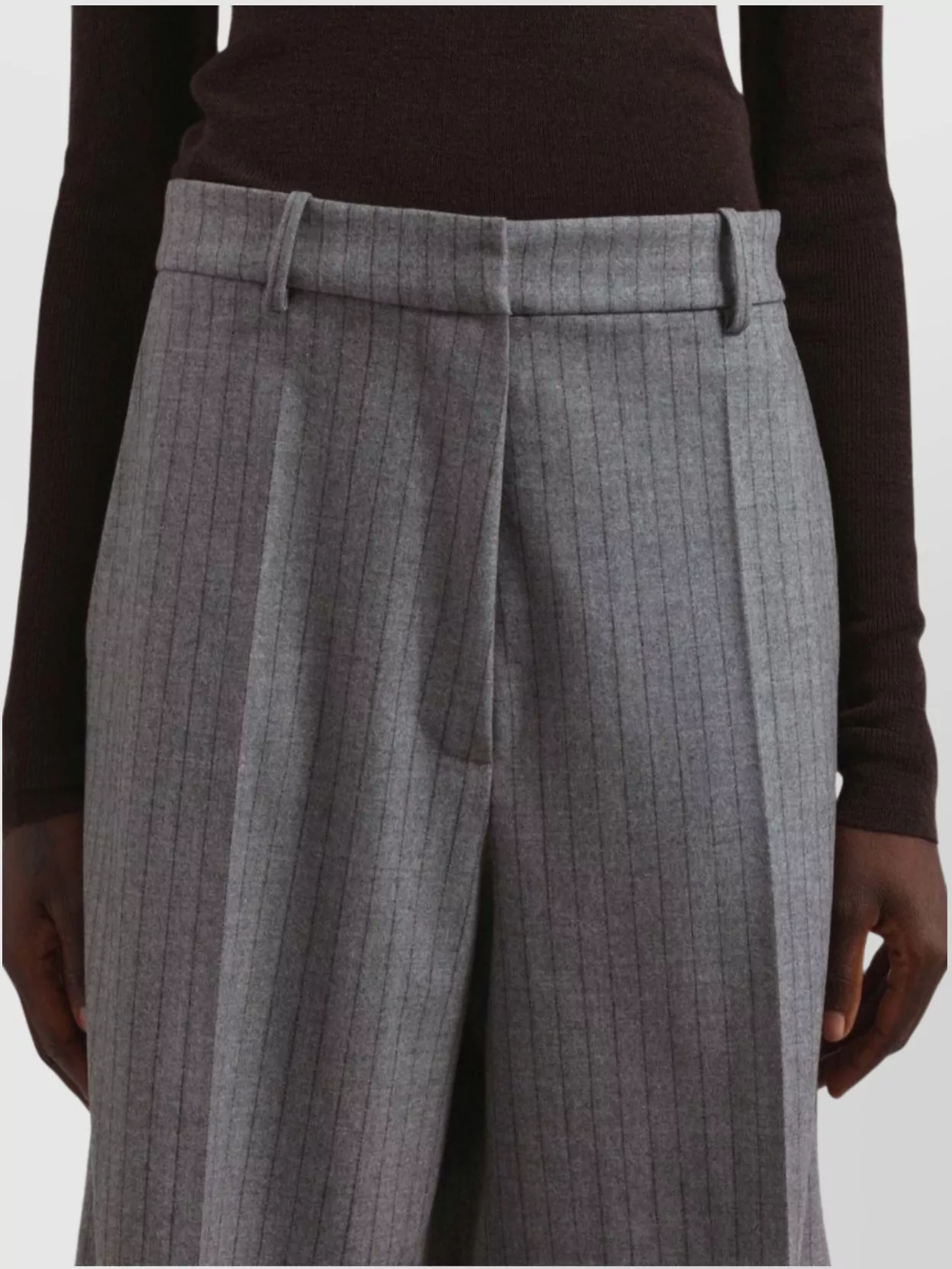 The Frankie Shop Grey And Brown Brickell Striped Wool Pants In Gray