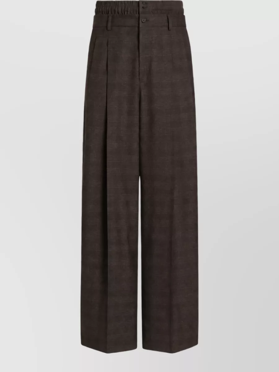 Dolce&Gabbana checked wool pleated tailored trousers