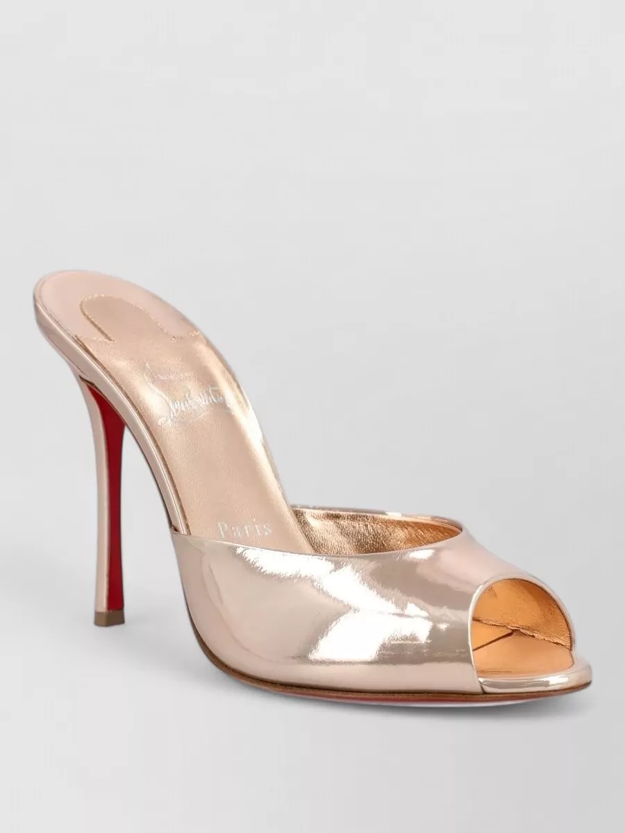Christian Louboutin Leather Peep-Toe Stiletto-Heel Mules