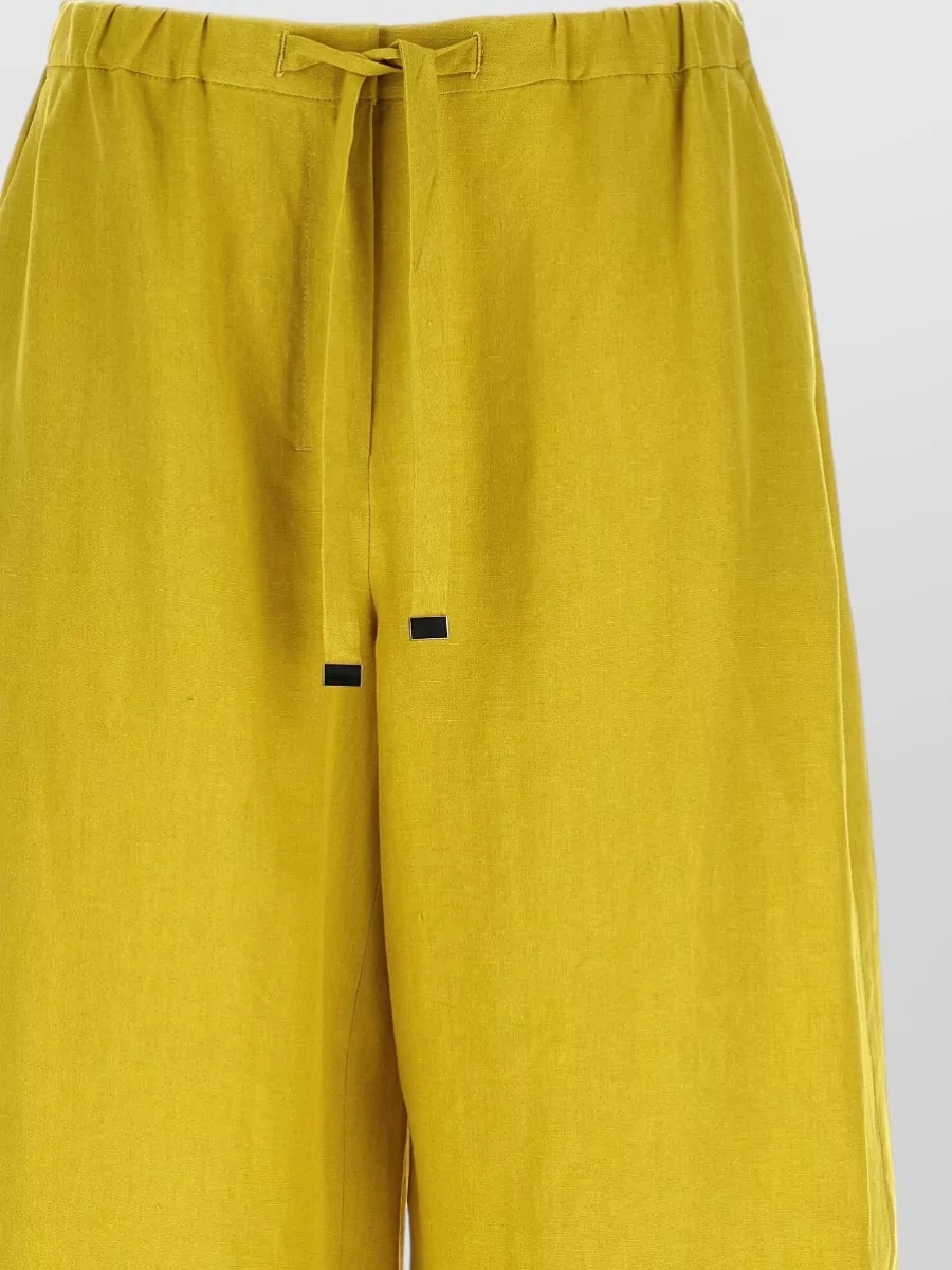 S Max Mara Linen Cropped Wide-Leg Shorts