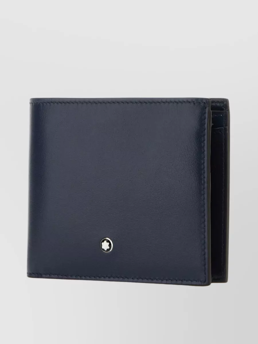 Shop Montblanc Bifold Wallet With Smooth Calf Leather In Blue