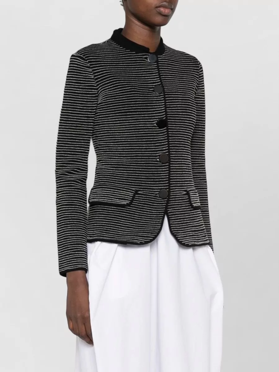 Emporio Armani Ribbed Slim-Fit Striped Cardigan