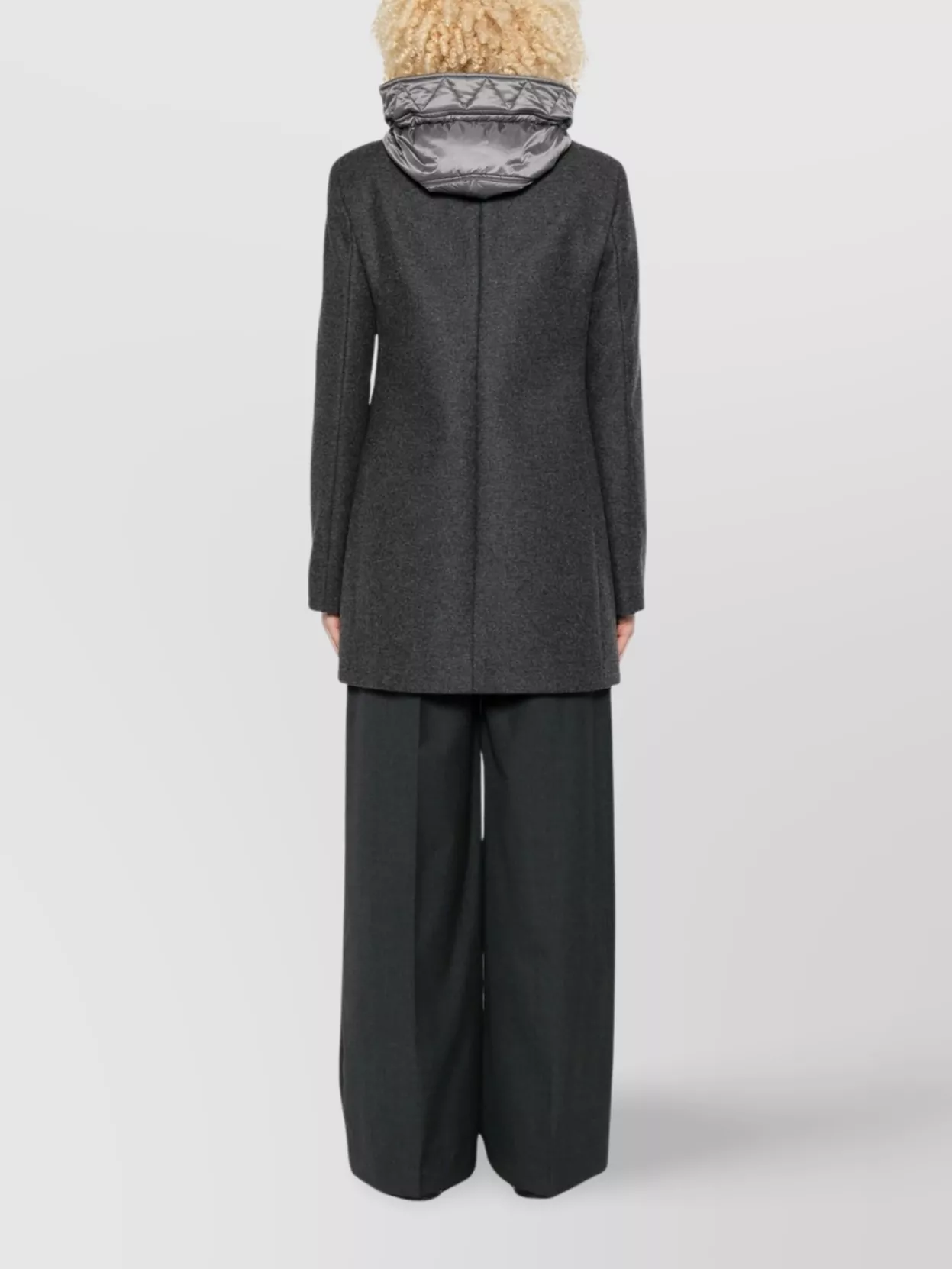 Fay Quilted Hooded Coat Flap Pockets In Gray