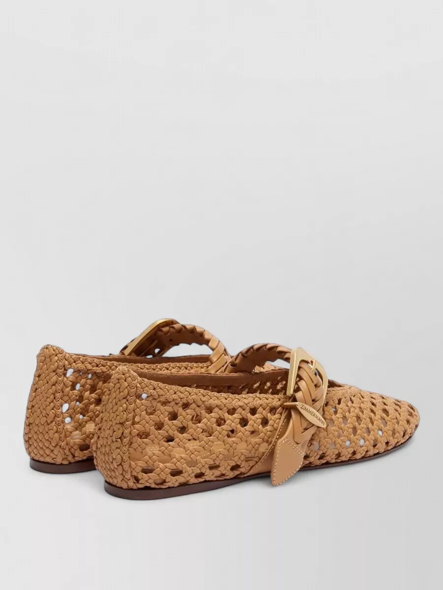 Zimmermann Leather Woven Ballet Flats