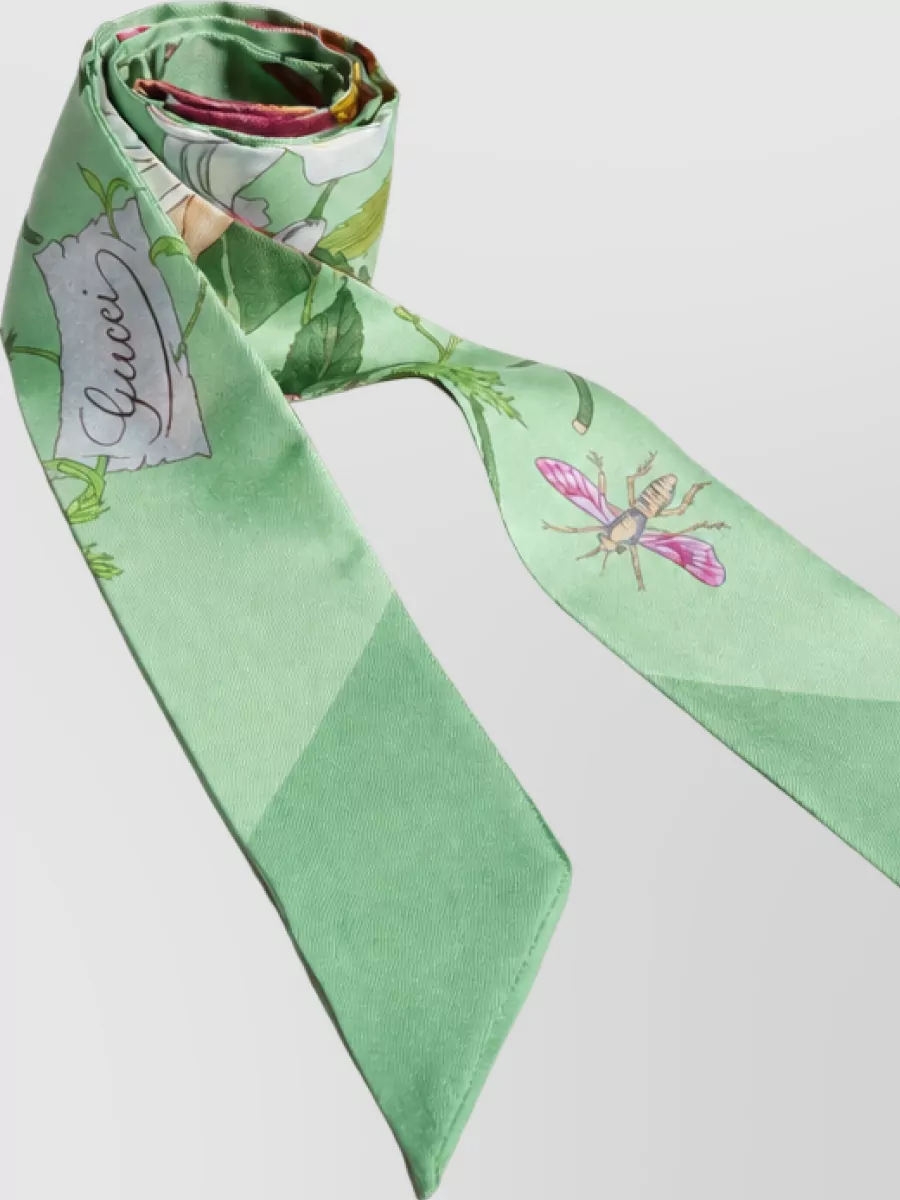 Gucci Silk Printed Ribbon Scarf