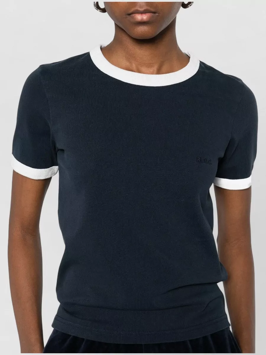 A.p.c. Ribbed Contrast Trim Crew Neck T Shirt