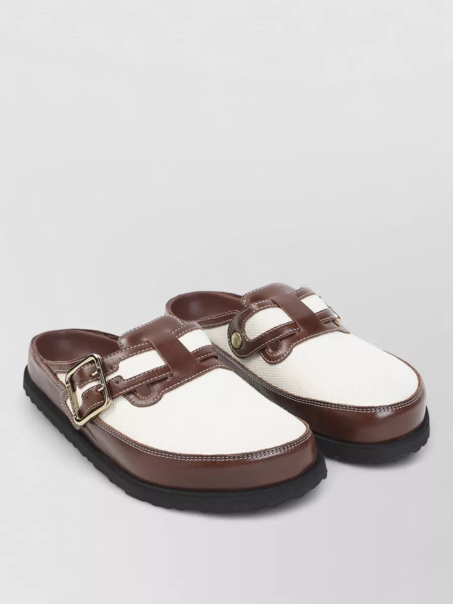 Birkenstock 1774 two-tone leather and canvas slippers