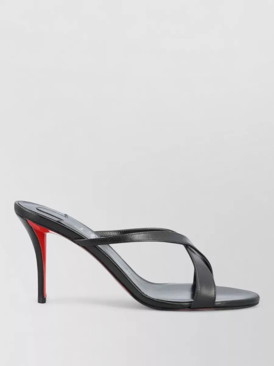 Christian Louboutin Leather Crossover-Strap Stiletto Mules