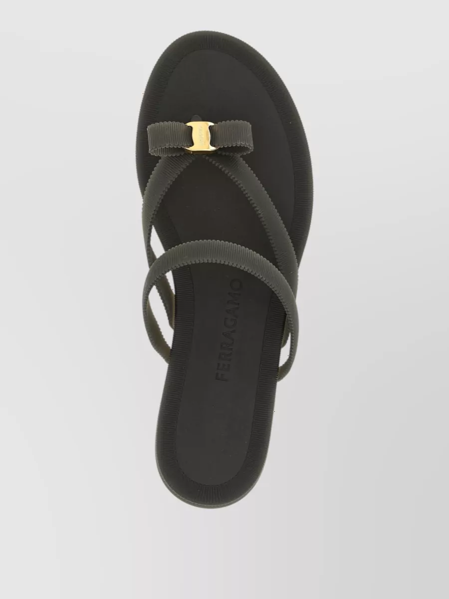 Ferragamo Ribbed Thong Sandals