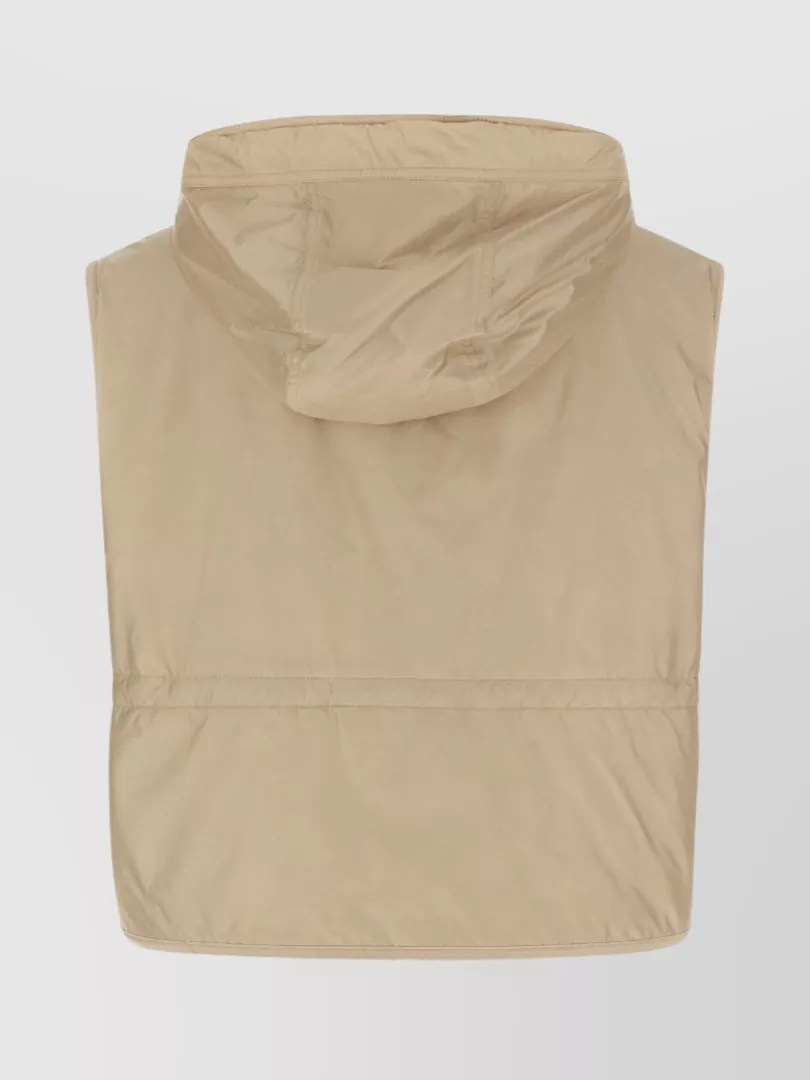 Weekend Max Mara Reversible Quilted Hooded Vest Drawstring In Brown